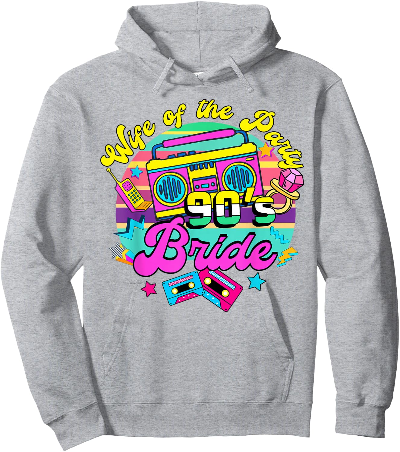 Bride To Be 90s Bachelorette Wife Of The Party 90's Bride Hoodie - Hoodie | Ash