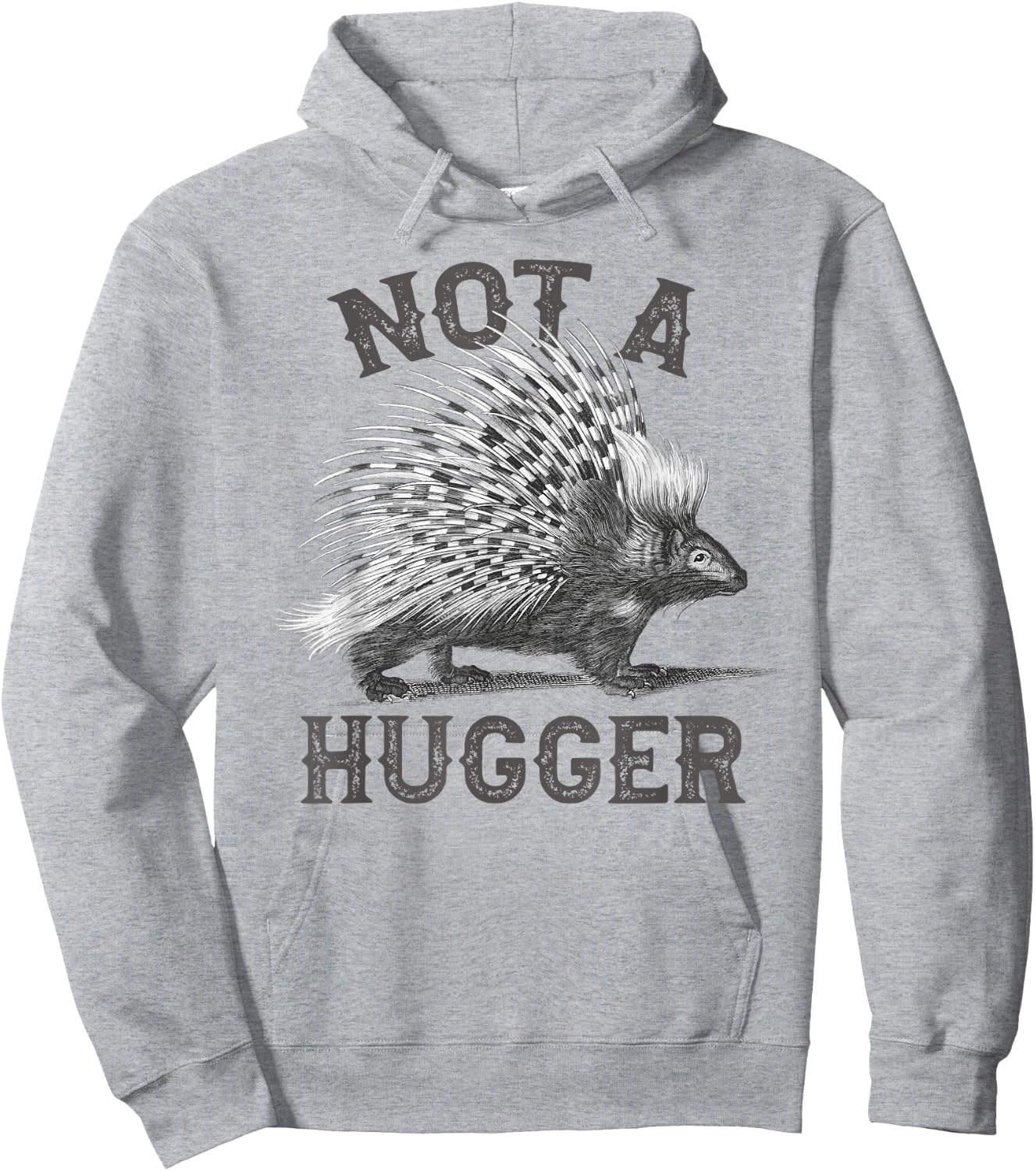 Not A Hugger, Funny Porcupine, Antisocial Joke Vintage Style Hoodie - Hoodie | Ash