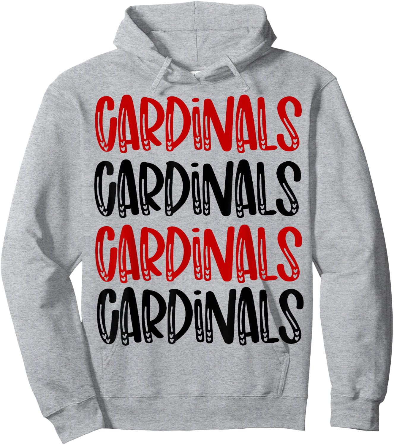Cardinal Repeating School Spirit Red Black Hoodie - Hoodie | Ash