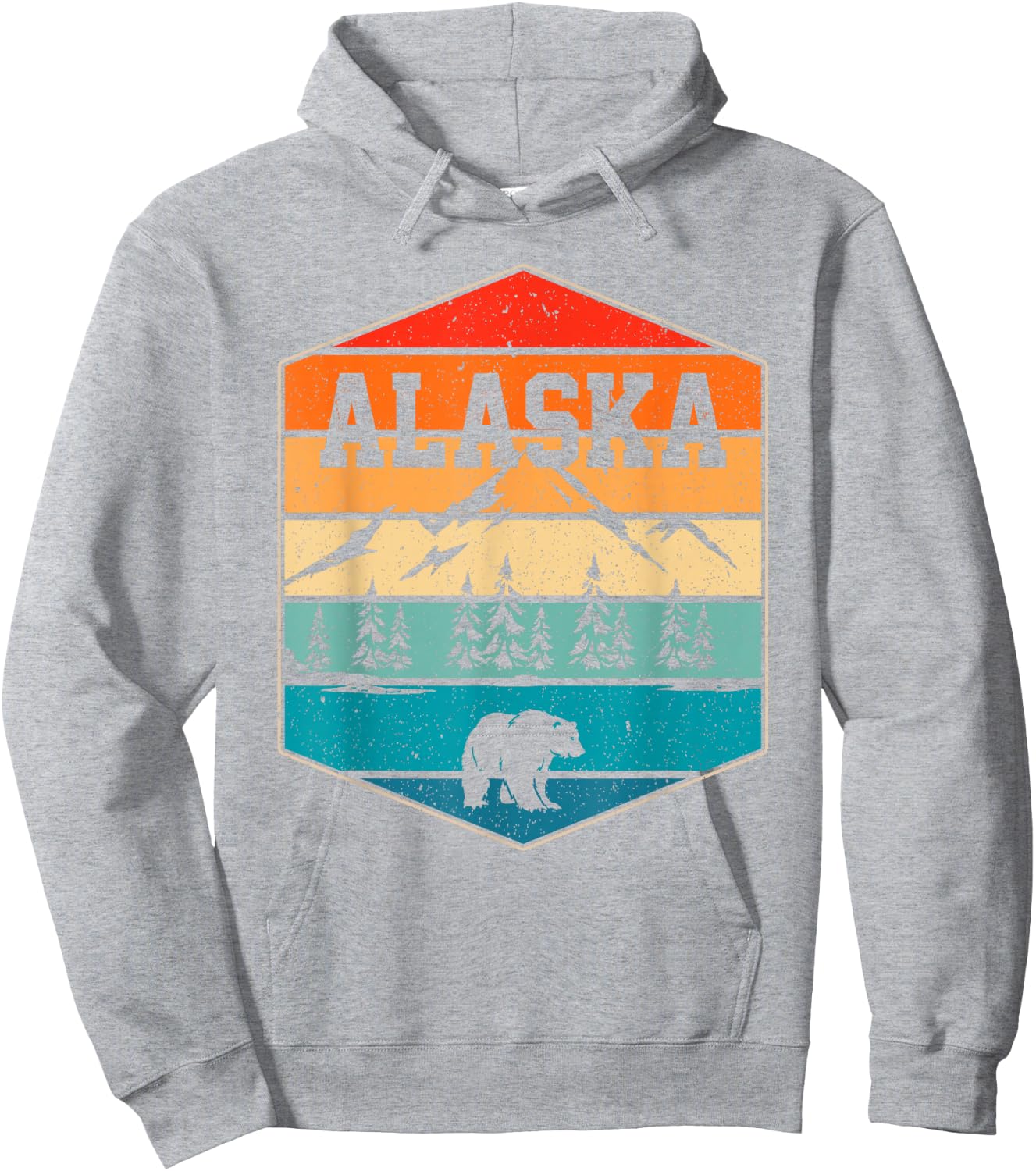 Alaskan Glacier Mountains Landscape Bear Animal Retro Alaska Hoodie - Hoodie | Ash