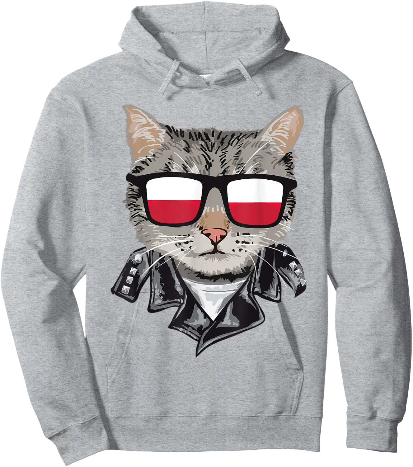 Cat Poland Flag Sunglasses - Cool Polish Cat Hoodie - Hoodie | Ash