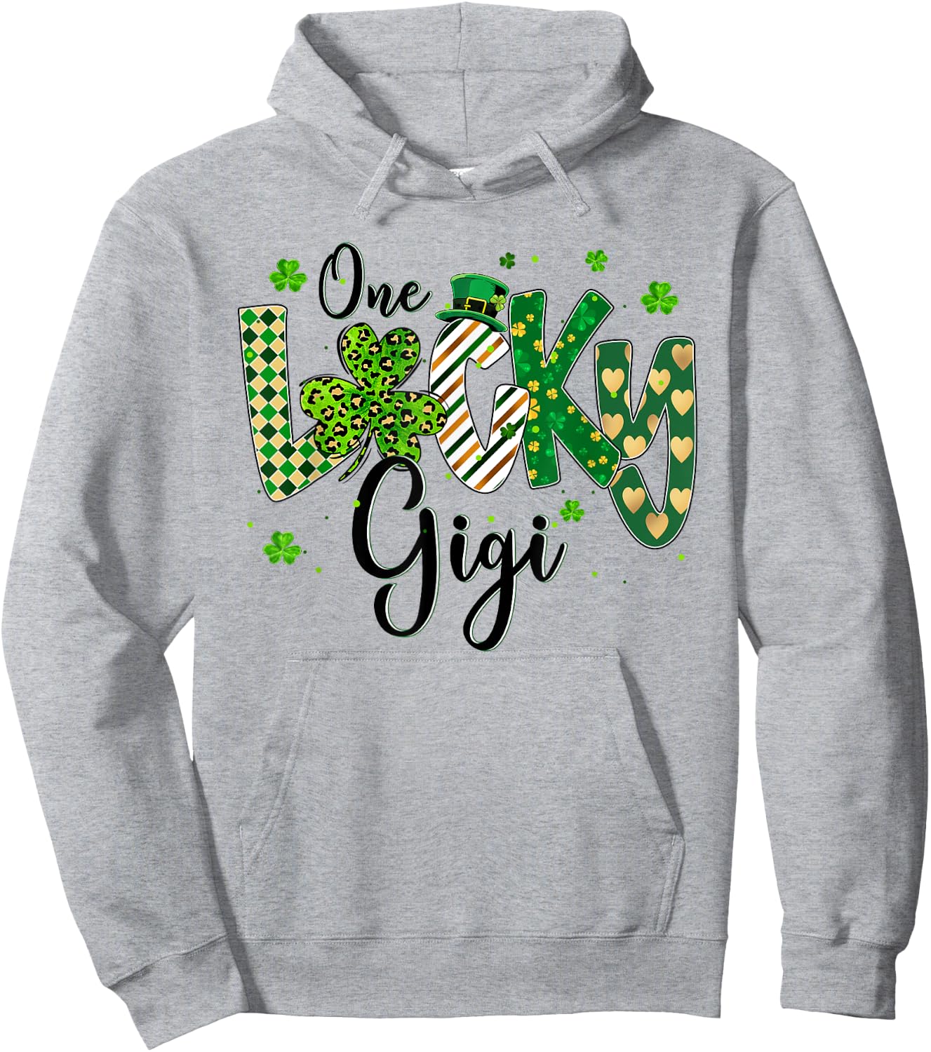 Shamrock One Lucky Gigi St. Patrick's Day Mother Mom Hoodie - Hoodie | Ash