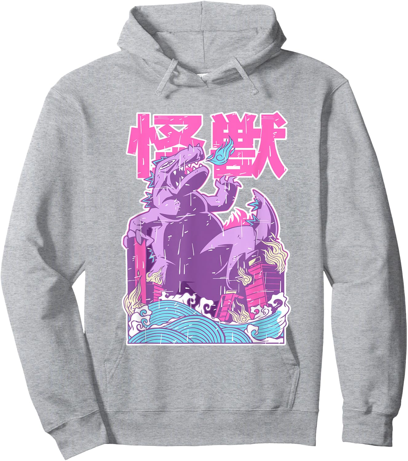 Kaiju Vintage Anime Japanese Monster City Attack Cute Pastel Hoodie - Hoodie | Ash