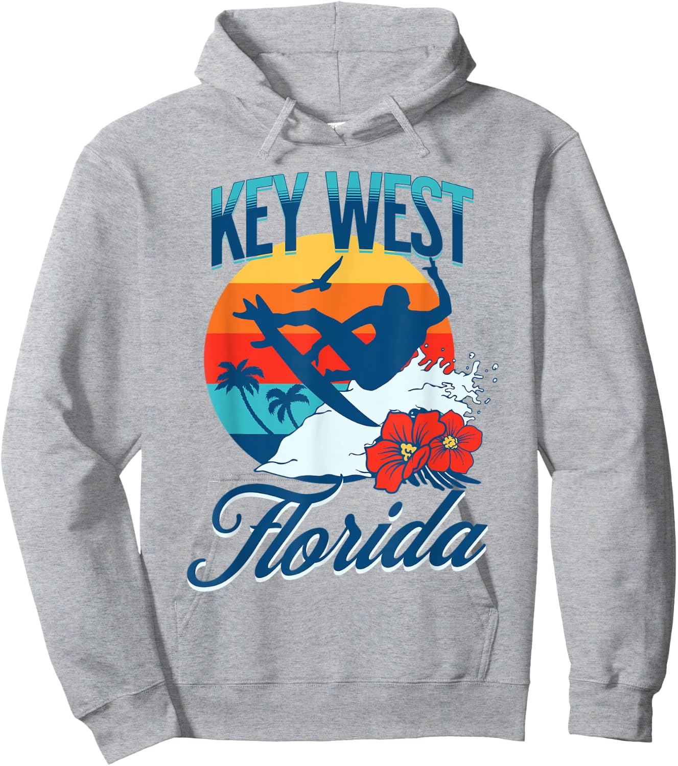 Key West Florida Beach Surf Summer Vacation Vintage Hoodie - Hoodie | Ash