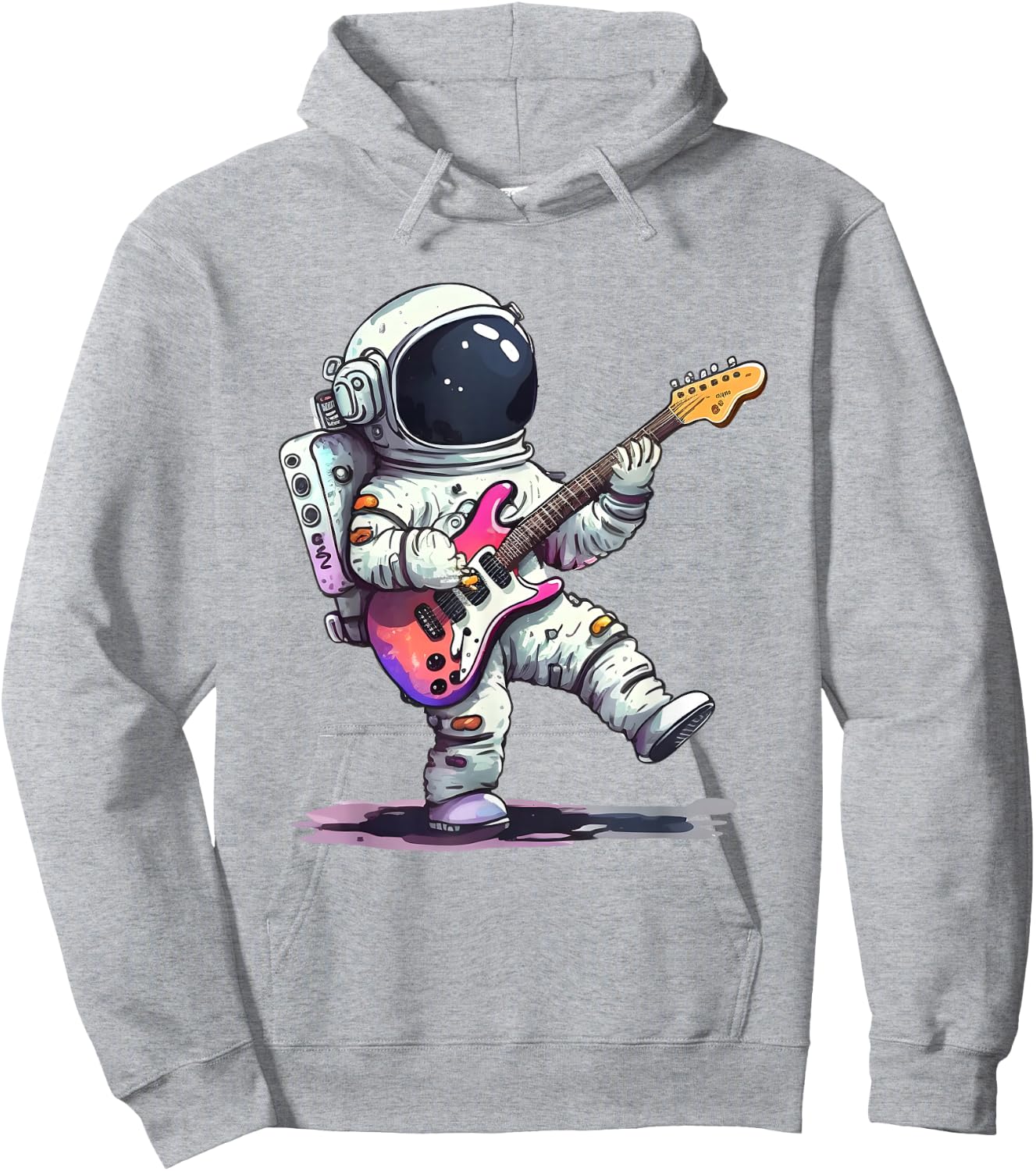Cute Little Solar Sytsem Guitar Cosmonaut Galaxy Astronaut Hoodie - Hoodie | Ash