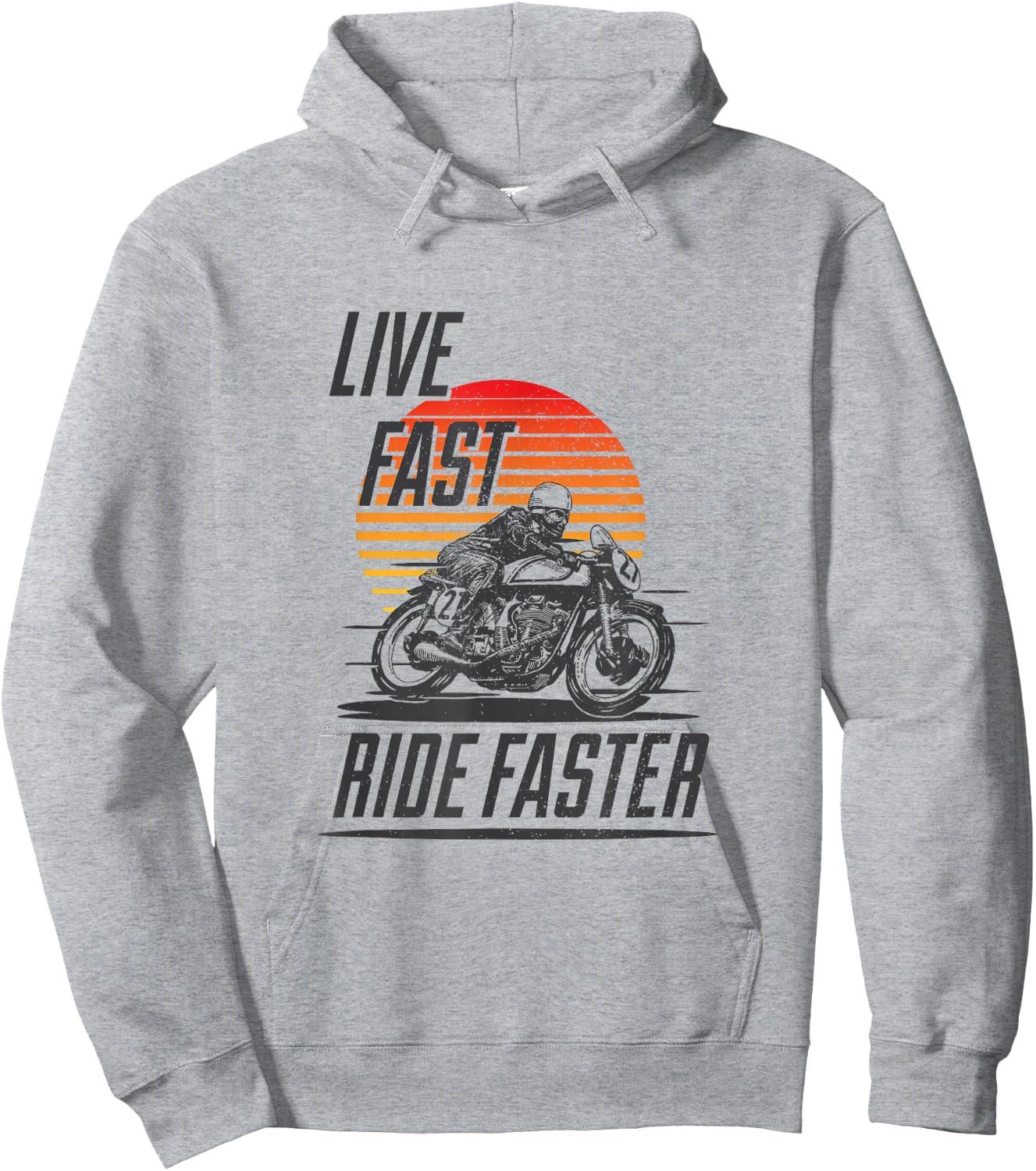 Live Fast Ride Faster - Vintage Motorcycle Riding Hoodie - Hoodie | Ash