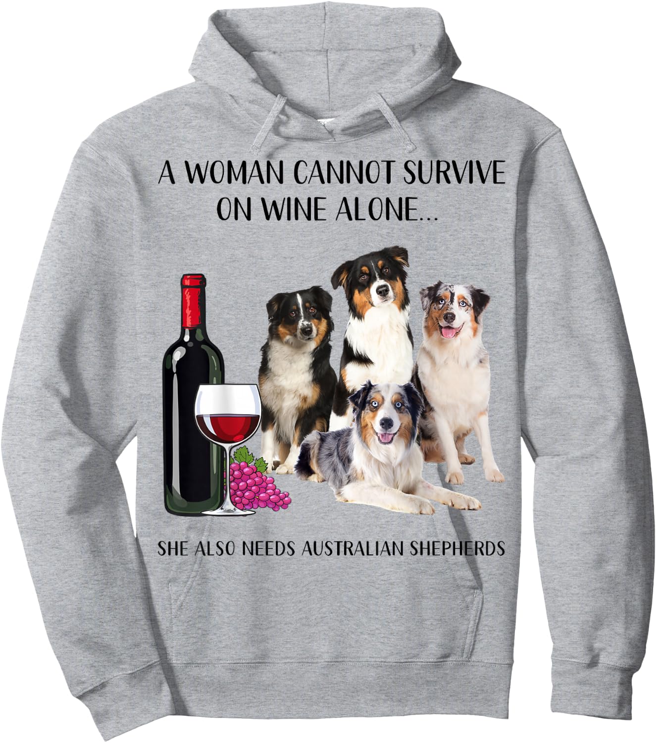 A Woman Cannot Survive On Wine Alone Aussie Lovers Hoodie - Hoodie | Ash