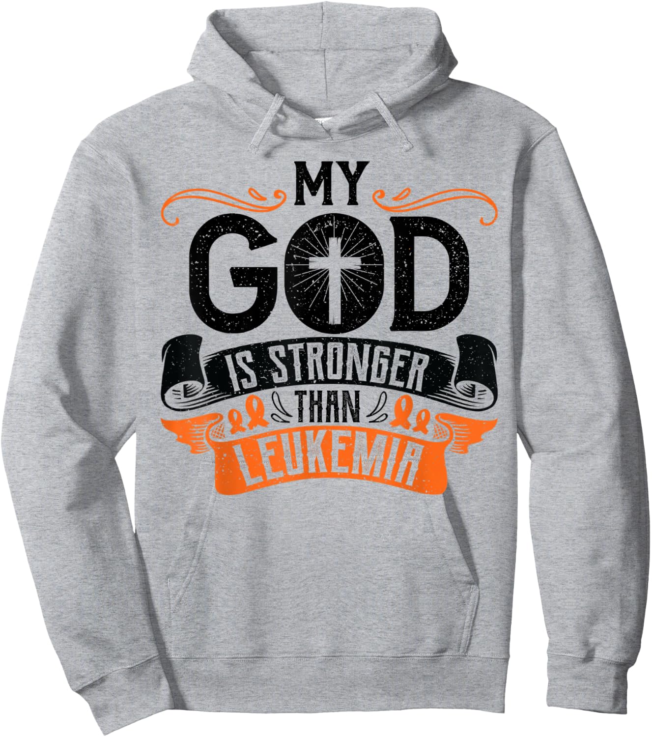 My God is Stronger Than Leukemia Cancer Survivor Awareness Hoodie - Hoodie | Ash
