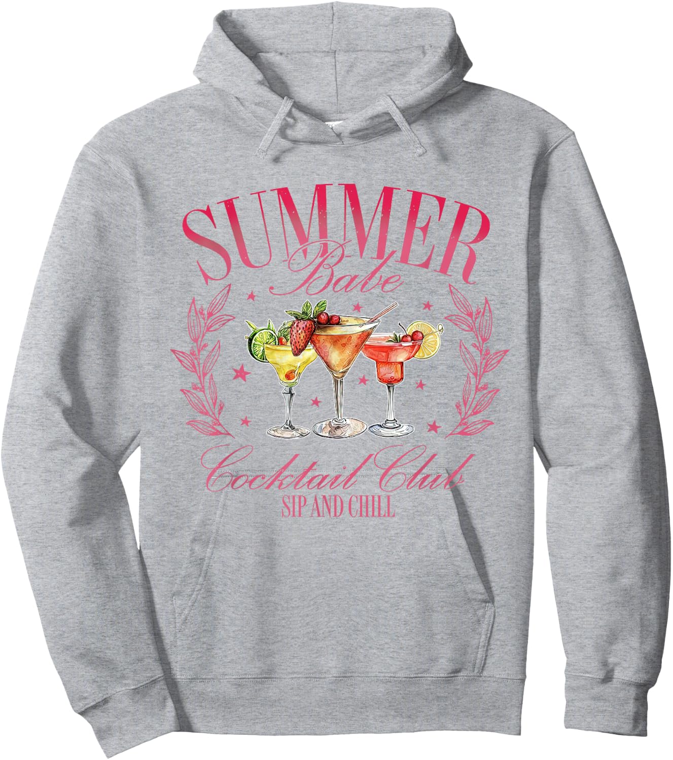 Vintage Retro Summer Babe Cocktail Club Drinking Lovers Hoodie - Hoodie | Ash