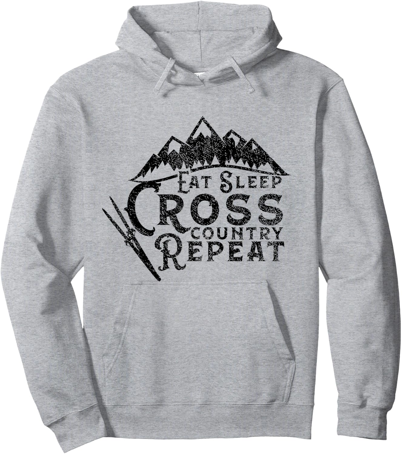 Eat Sleep Cross Country Repeat XC Skiing Cross-Country Ski Hoodie - Hoodie | Ash