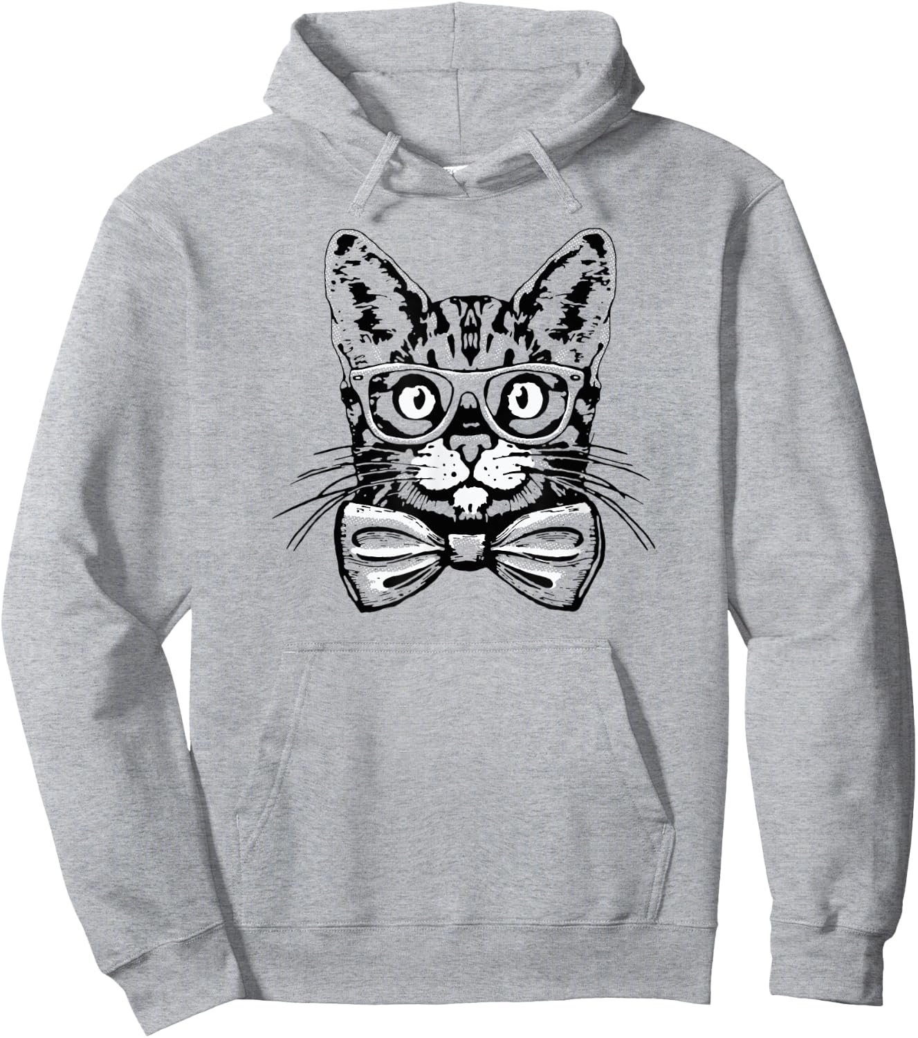 Hipster Cat Bowtie Glasses Pop Art Funny Cute Cat Lover Women Kids Hoodie - Hoodie | Ash