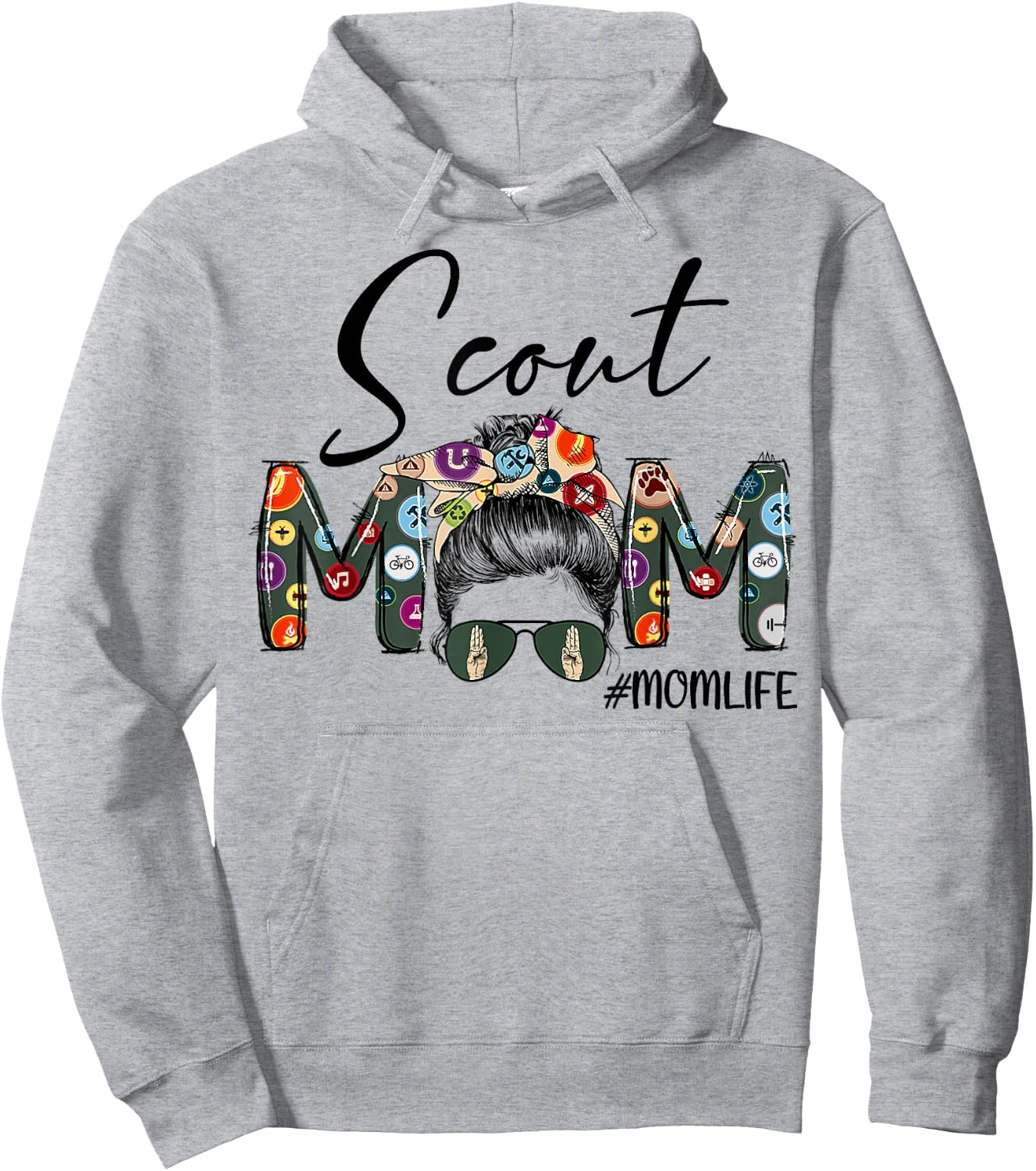 Scouting Scout Mom Life Messy Bun Hair Mother's Day Hoodie - Hoodie | Ash