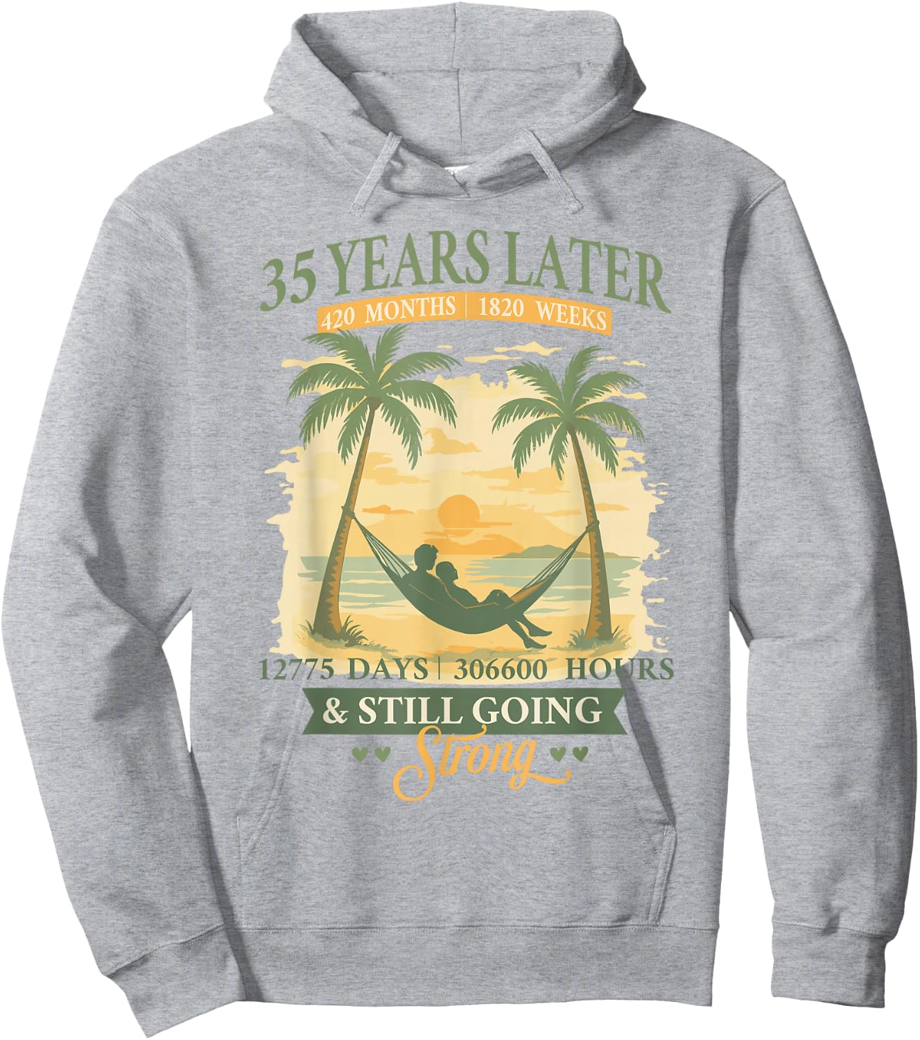 35th Wedding Anniversary Beach Matching Couples 35 Years Hoodie - Hoodie | Ash