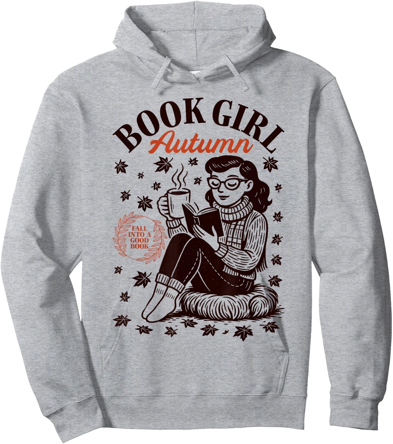 Book Girl Autumn Fall Reading Lover Vintage Fall Vibes Hoodie - Hoodie | Ash