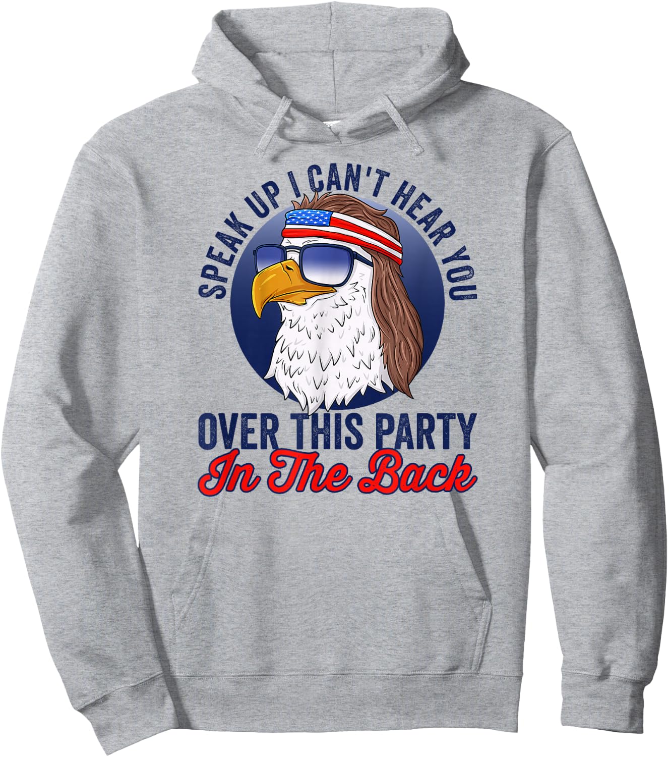Funny Redneck 4th of July American Flag USA Eagle Mullet Hoodie - Hoodie | Ash