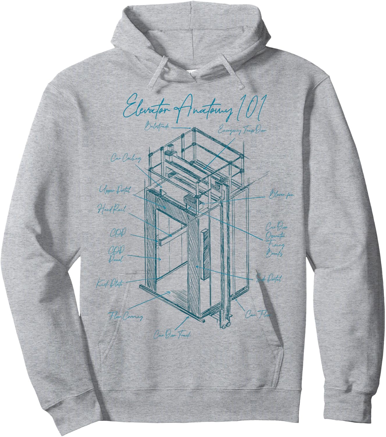 Anatomy of Elevator Construction Elevator Mechanic Liftman Hoodie - Hoodie | Ash
