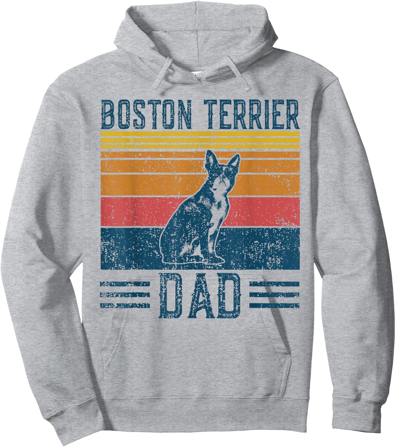 Dog Papa - Vintage Boston Terrier Dad Men Women Hoodie - Hoodie | Ash