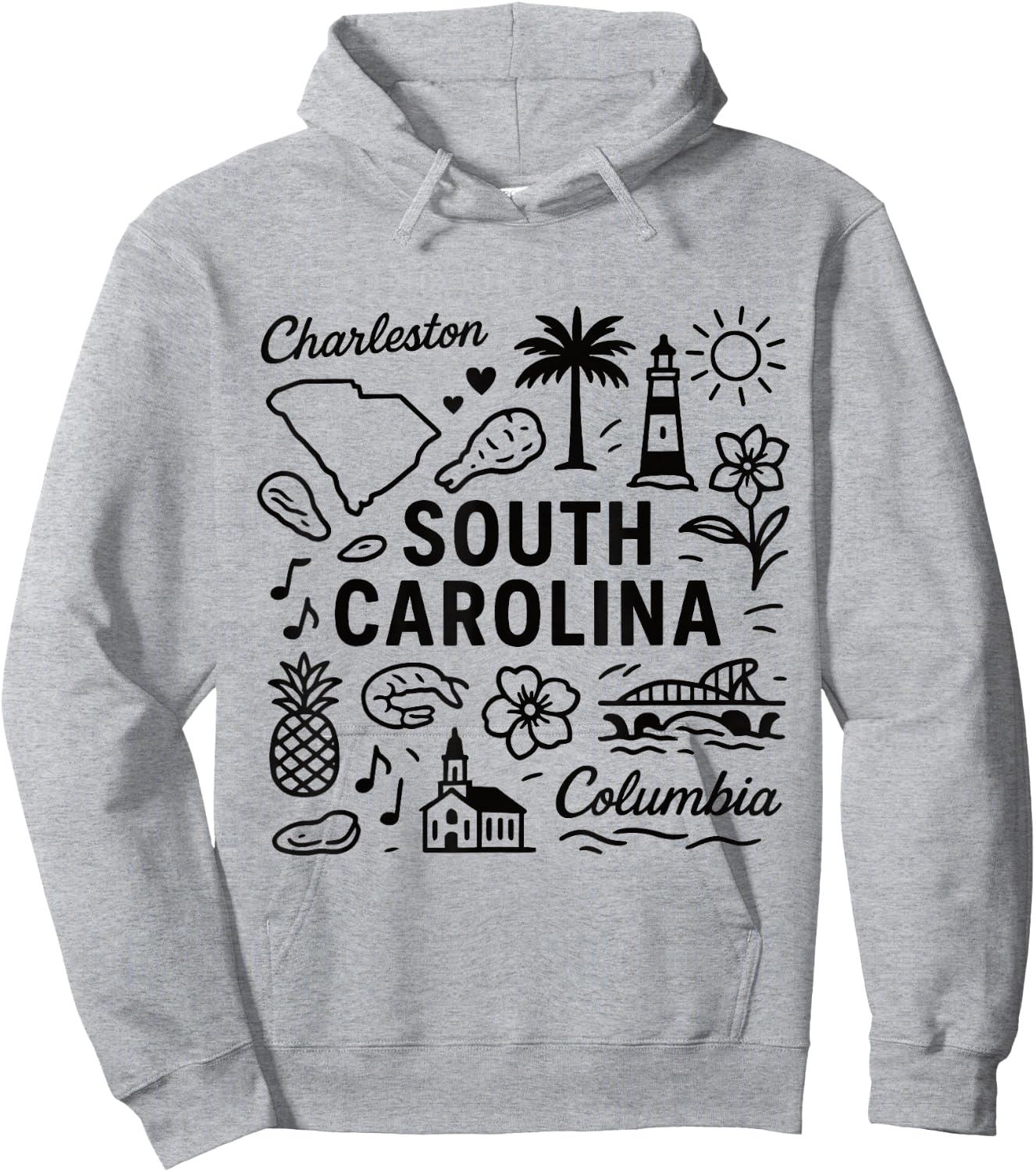 South Carolina USA State Symbols Vintage Souvenir Cute Hoodie - Hoodie | Ash
