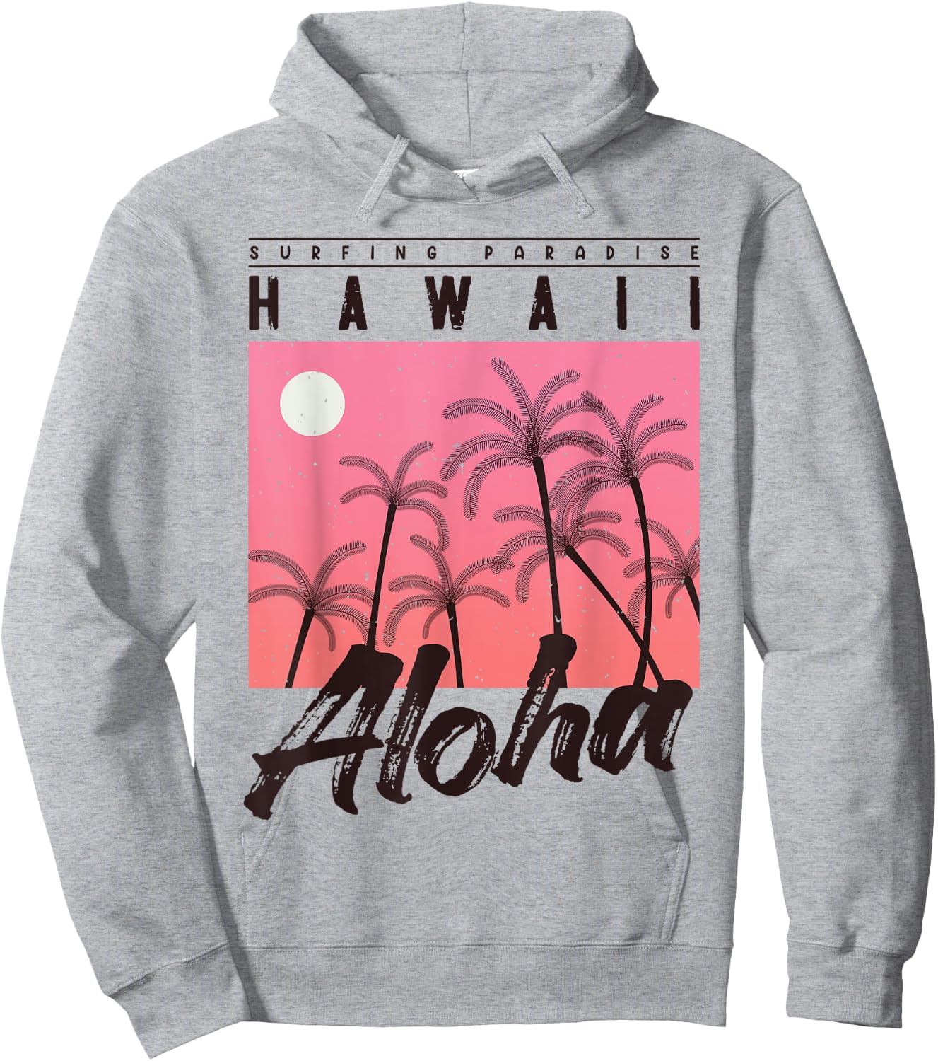 Aloha Hawaii Palm Tree retro sunset beach girls boys Hoodie - Hoodie | Ash