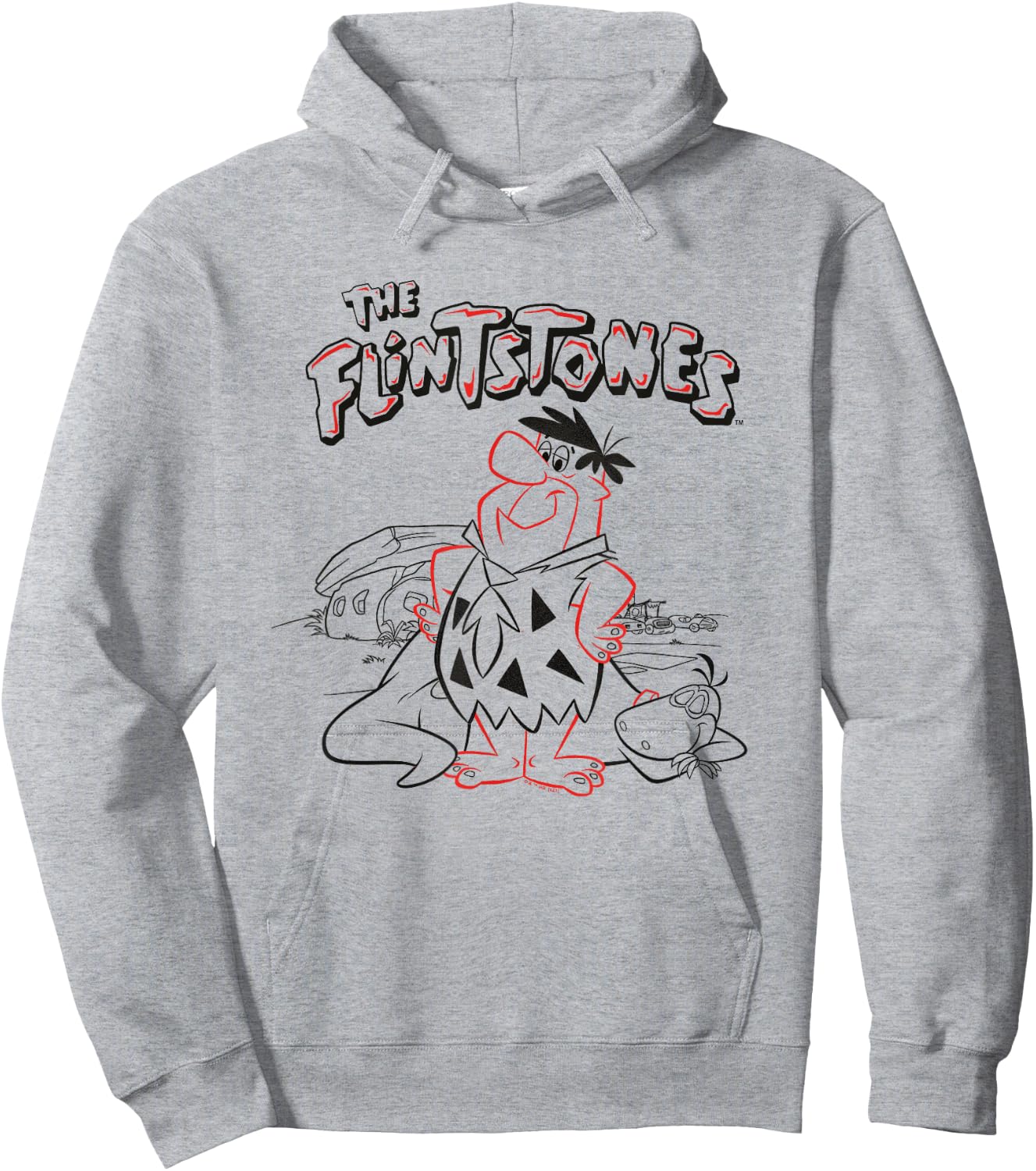 The Flintstones Fred with Sleeping Dino Hoodie - Hoodie | Ash