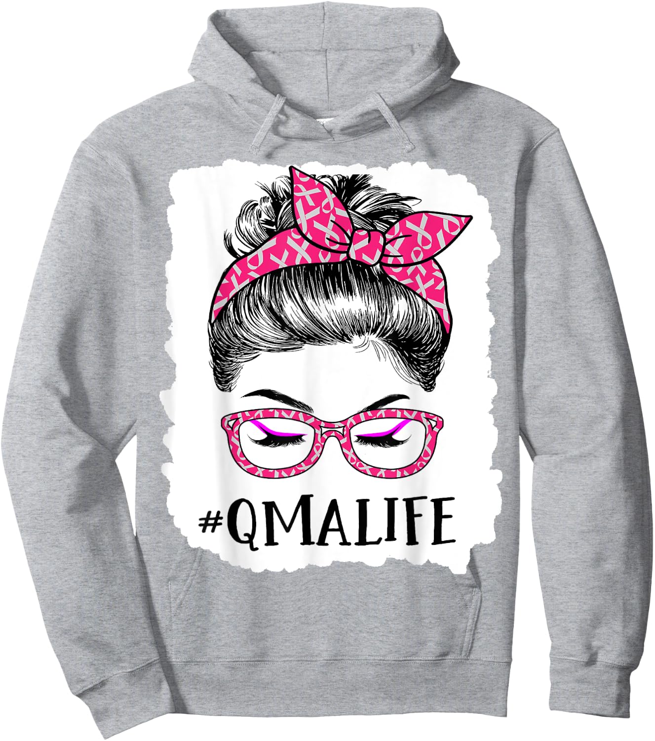 QMA Qualified Medication Aide In October We Wear Pink Hoodie - Hoodie | Ash