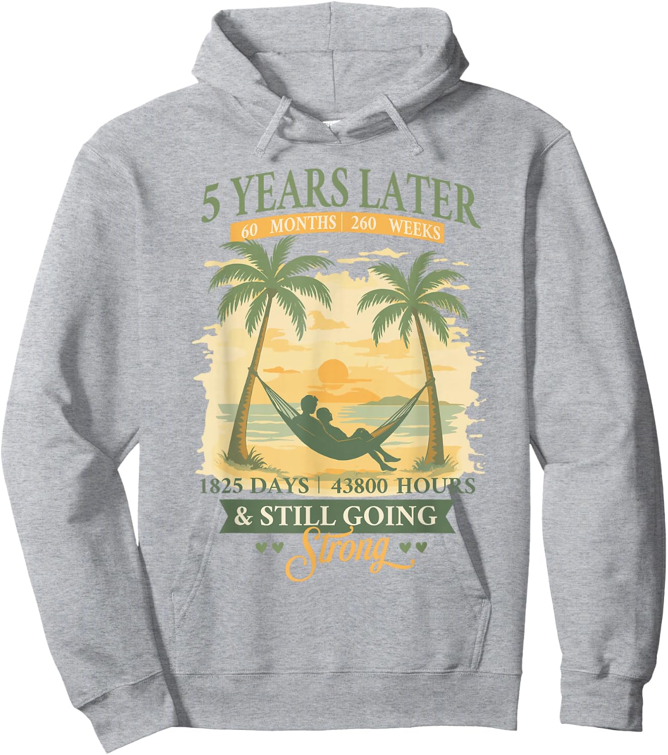 5th Wedding Anniversary Beach Matching Couples 5 Years Hoodie - Hoodie | Ash