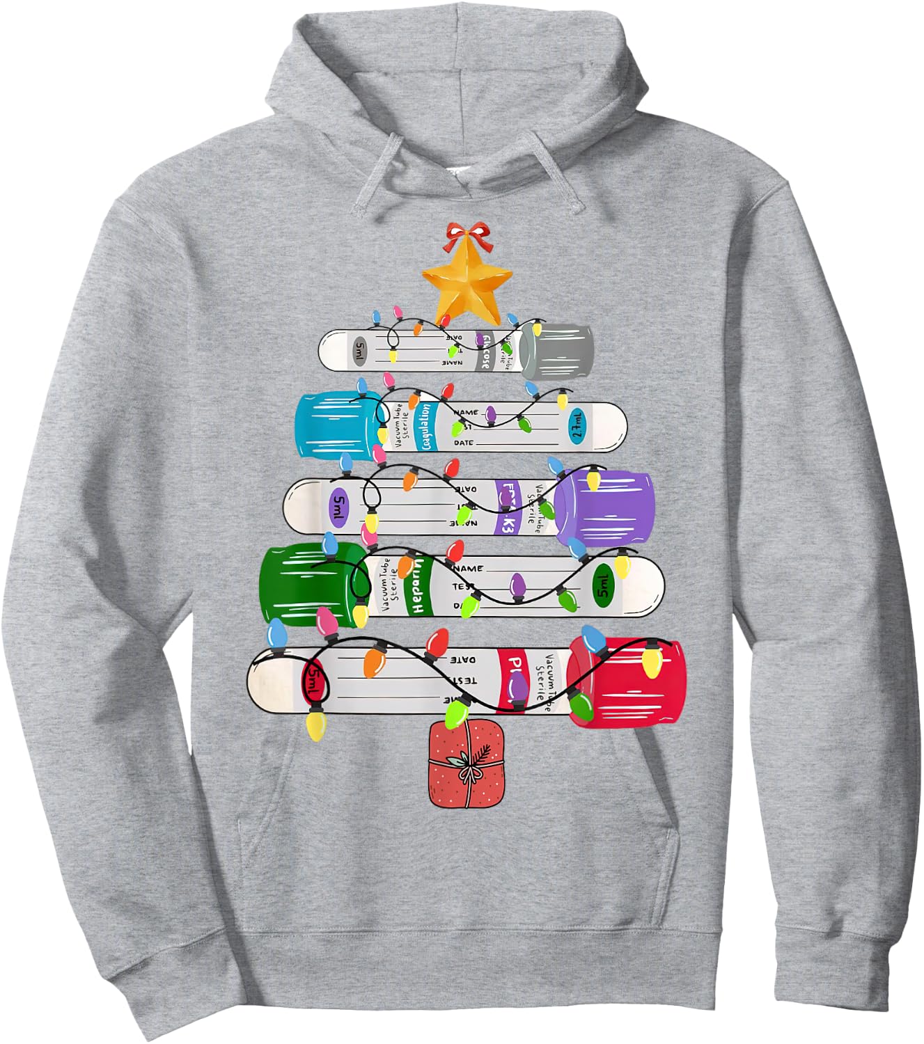 Test Tube Christmas, Phlebotomy Xmas, L@b Scientist Xmas Hoodie - Hoodie | Ash