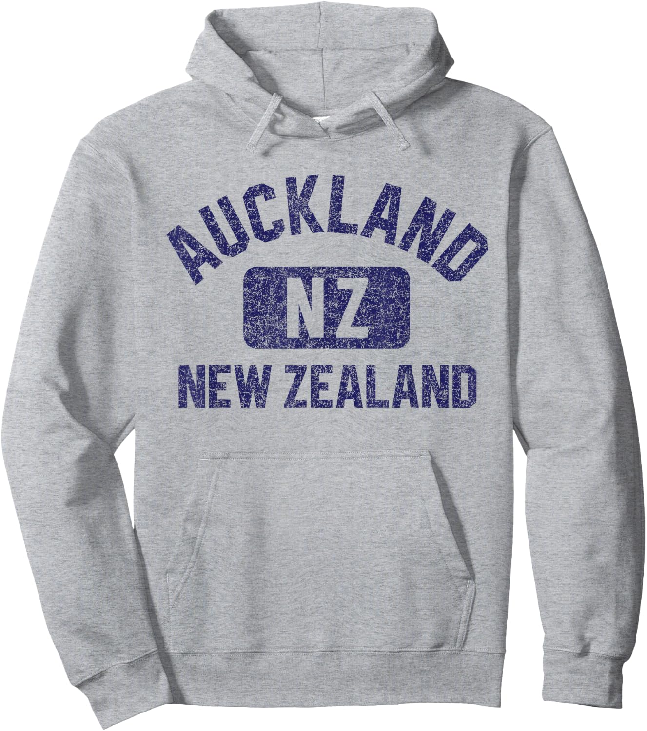 Auckland New Zealand Gym Style Distressed Dark Blue Print Hoodie - Hoodie | Ash
