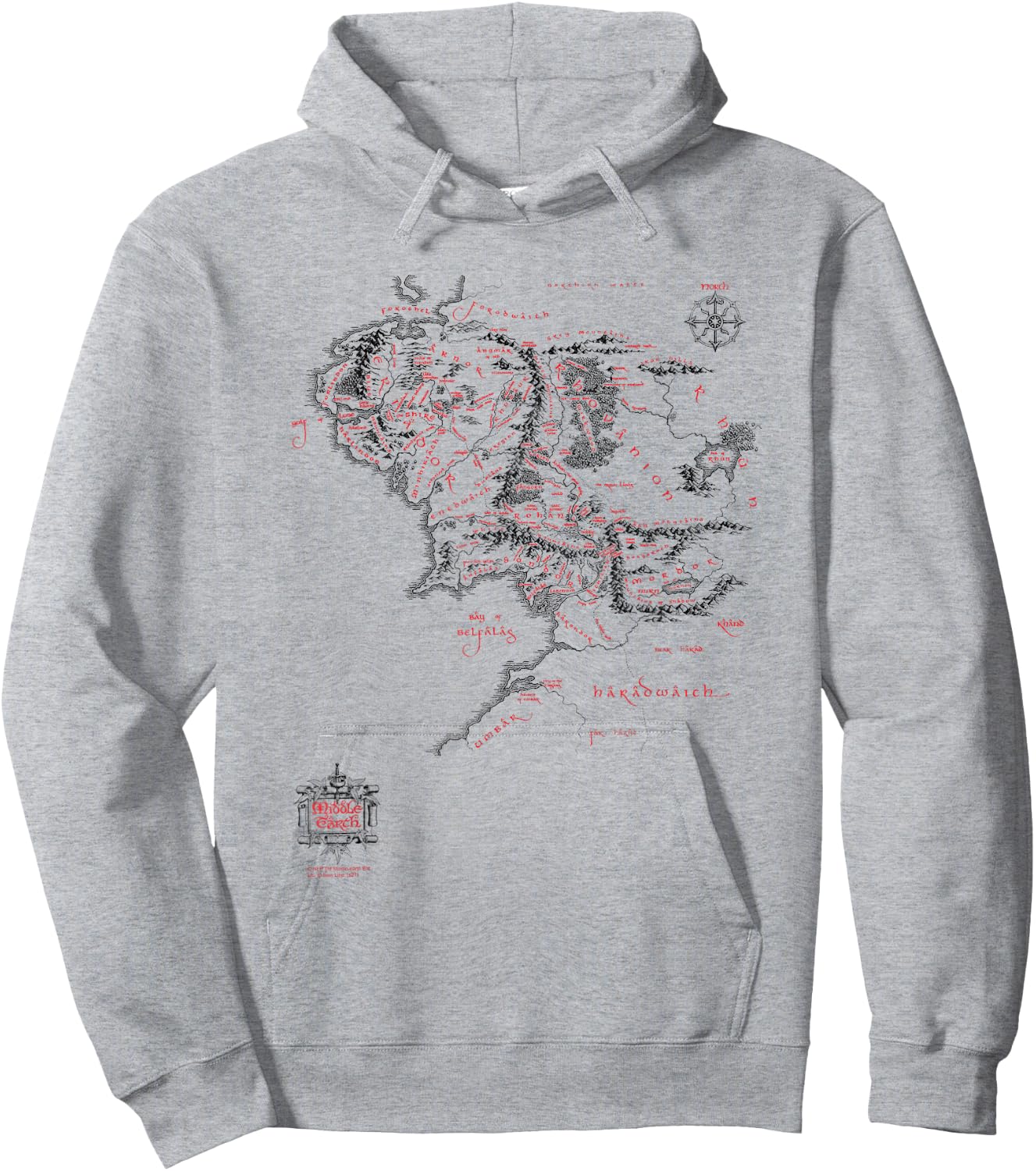The Lord of The Rings Middle Earth Map Fantasy Movie Hoodie - Hoodie | Ash