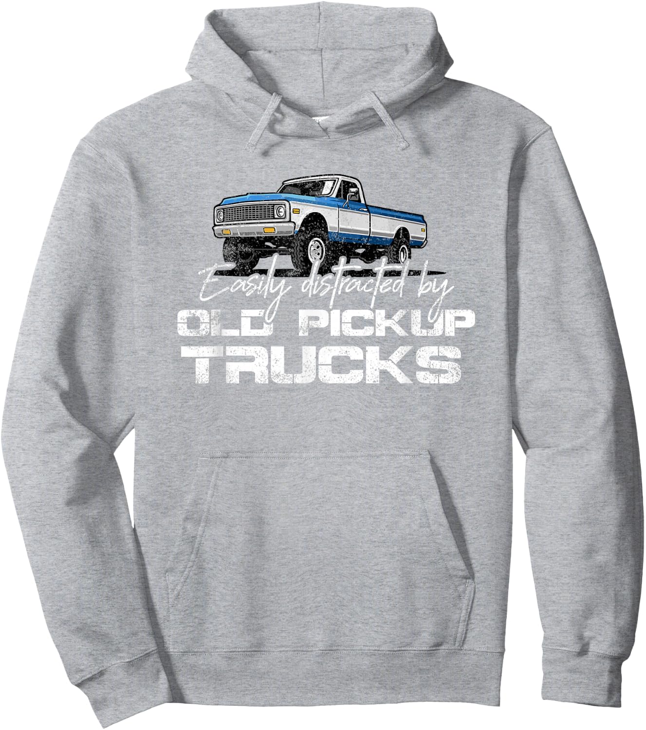 Easily Distracted By Old Pickup Trucks Shirt Retro Hoodie - Hoodie | Ash