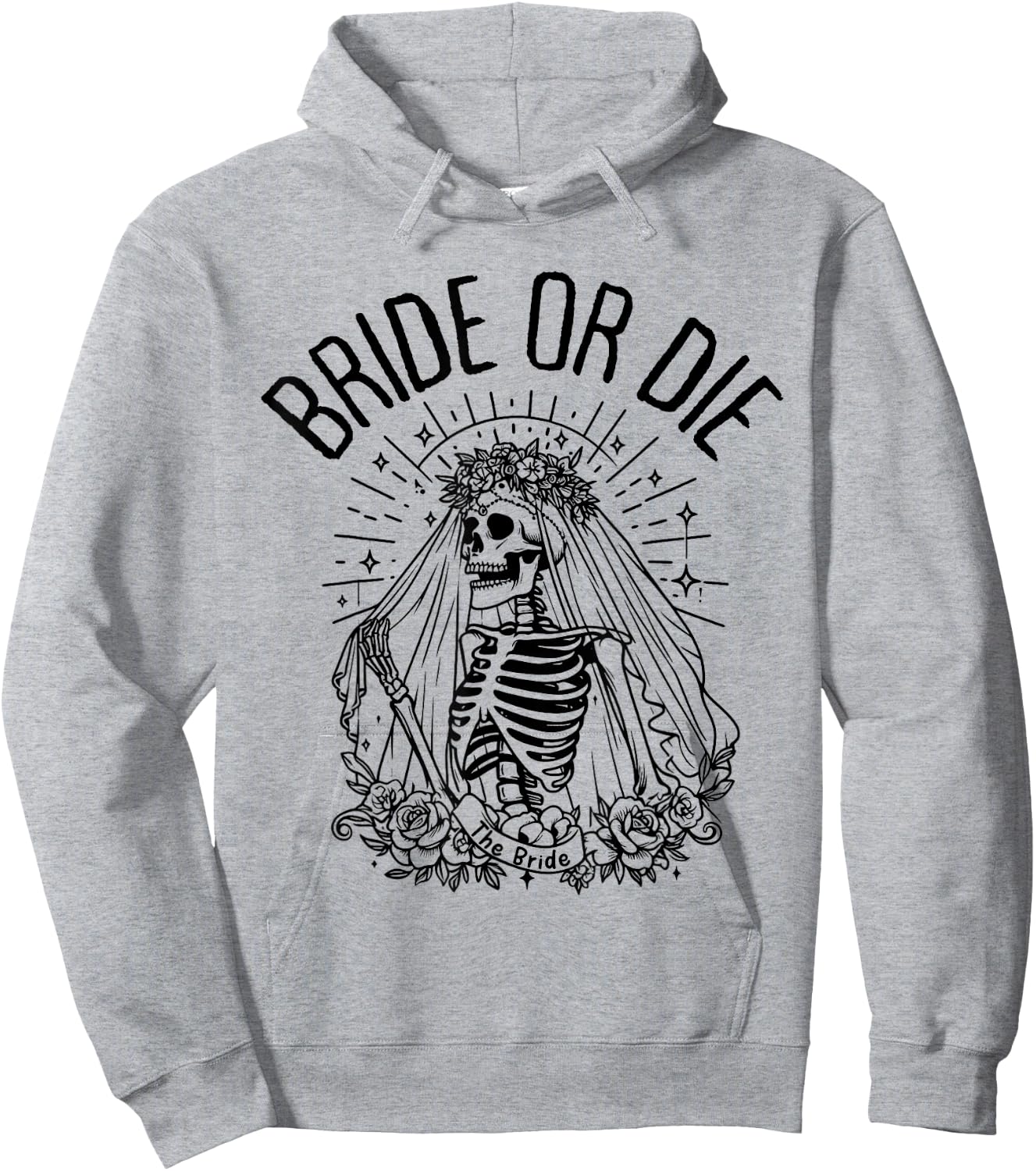 Matching Bride or Die Gothic Skeleton Bridal Bachelorette Hoodie - Hoodie | Ash