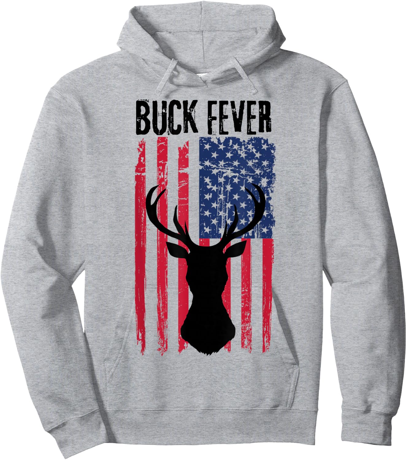 Deer American Flag Patriotic Buck Fever Hunting Hunters Hunt Hoodie - Hoodie | Ash