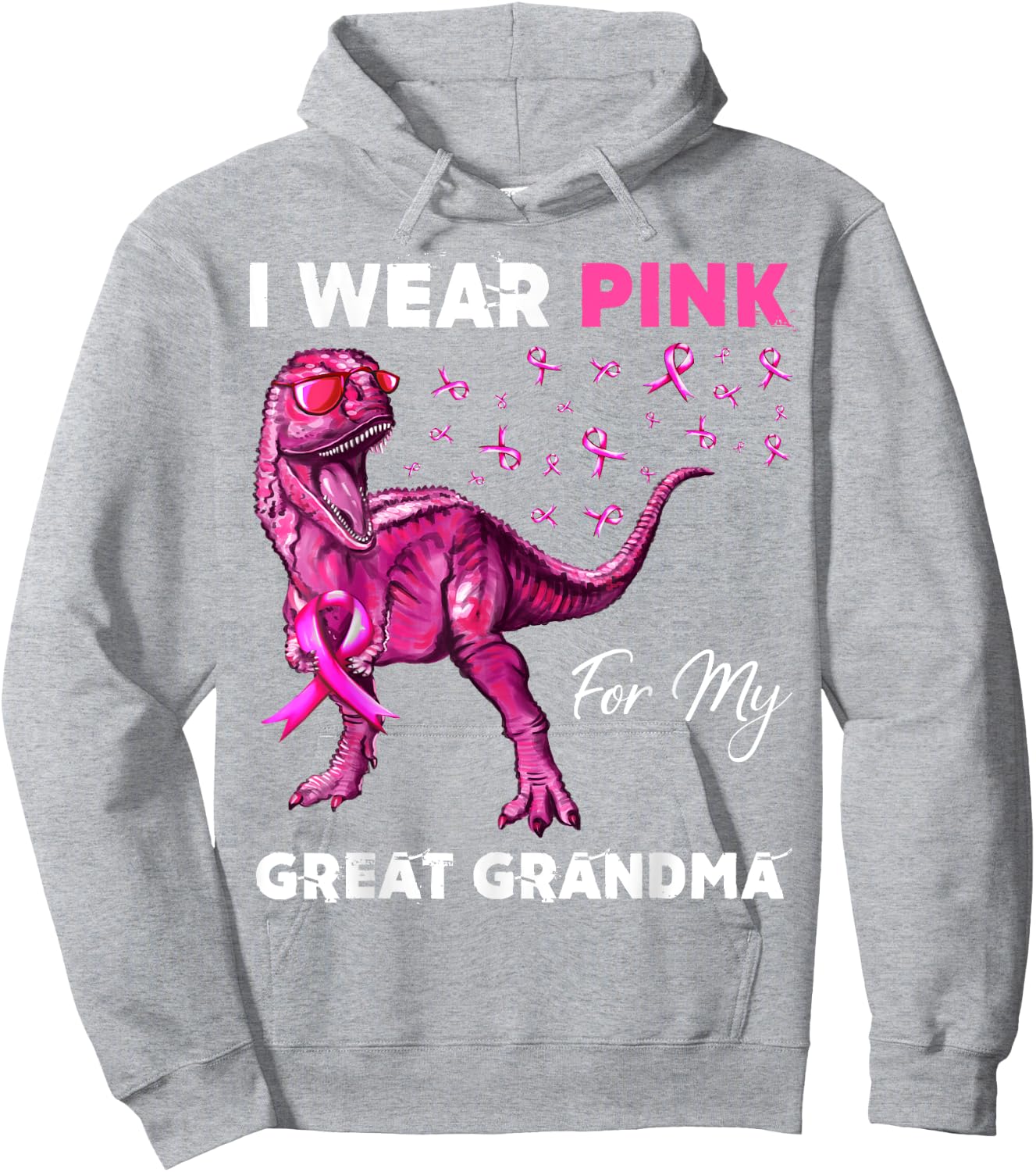 I Wear Pink For My Great Grandma Breast Cancer Awareness Hoodie - Hoodie | Ash