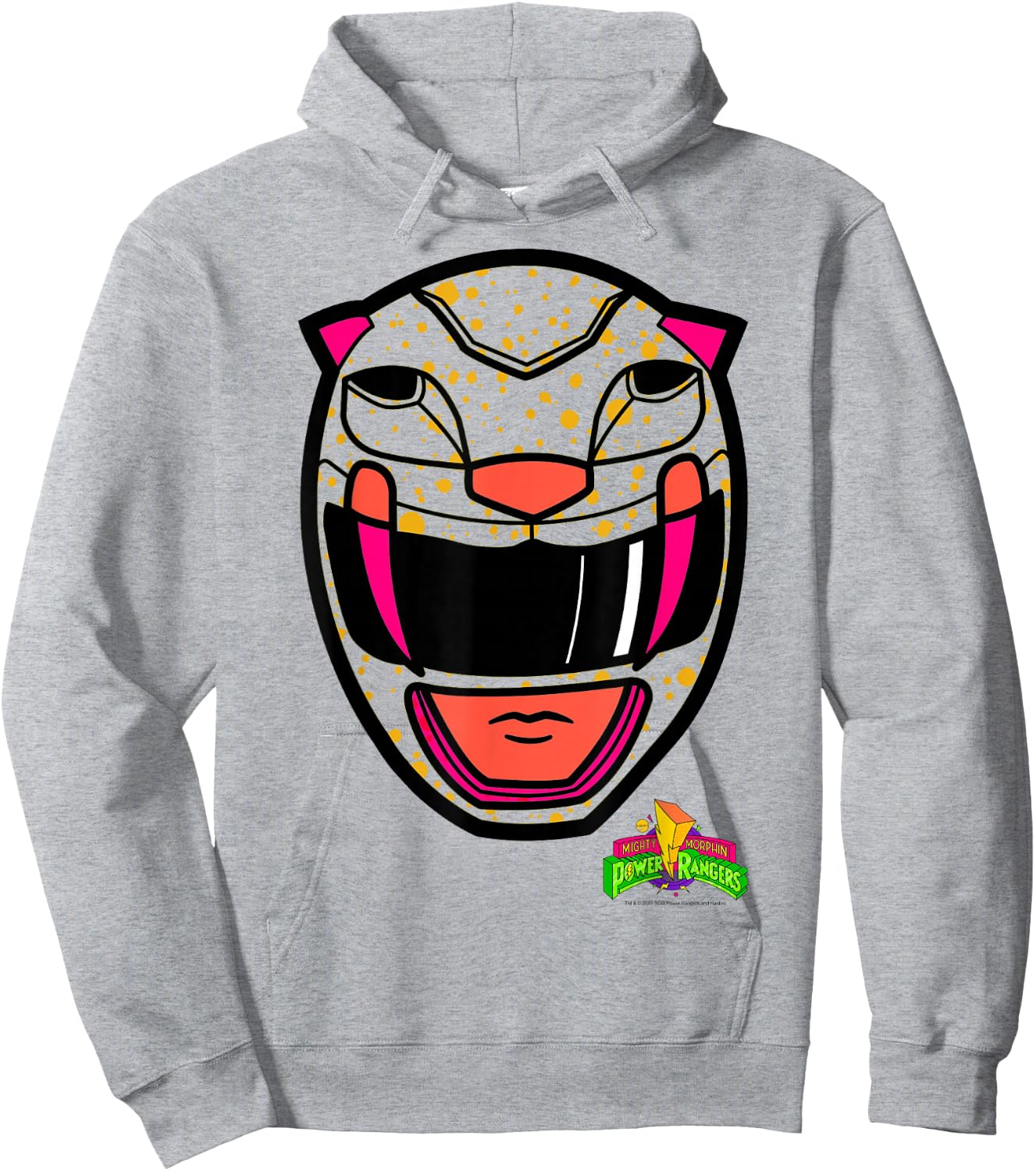 Power Rangers Yellow Ranger Retro Print Big Face Hoodie - Hoodie | Ash