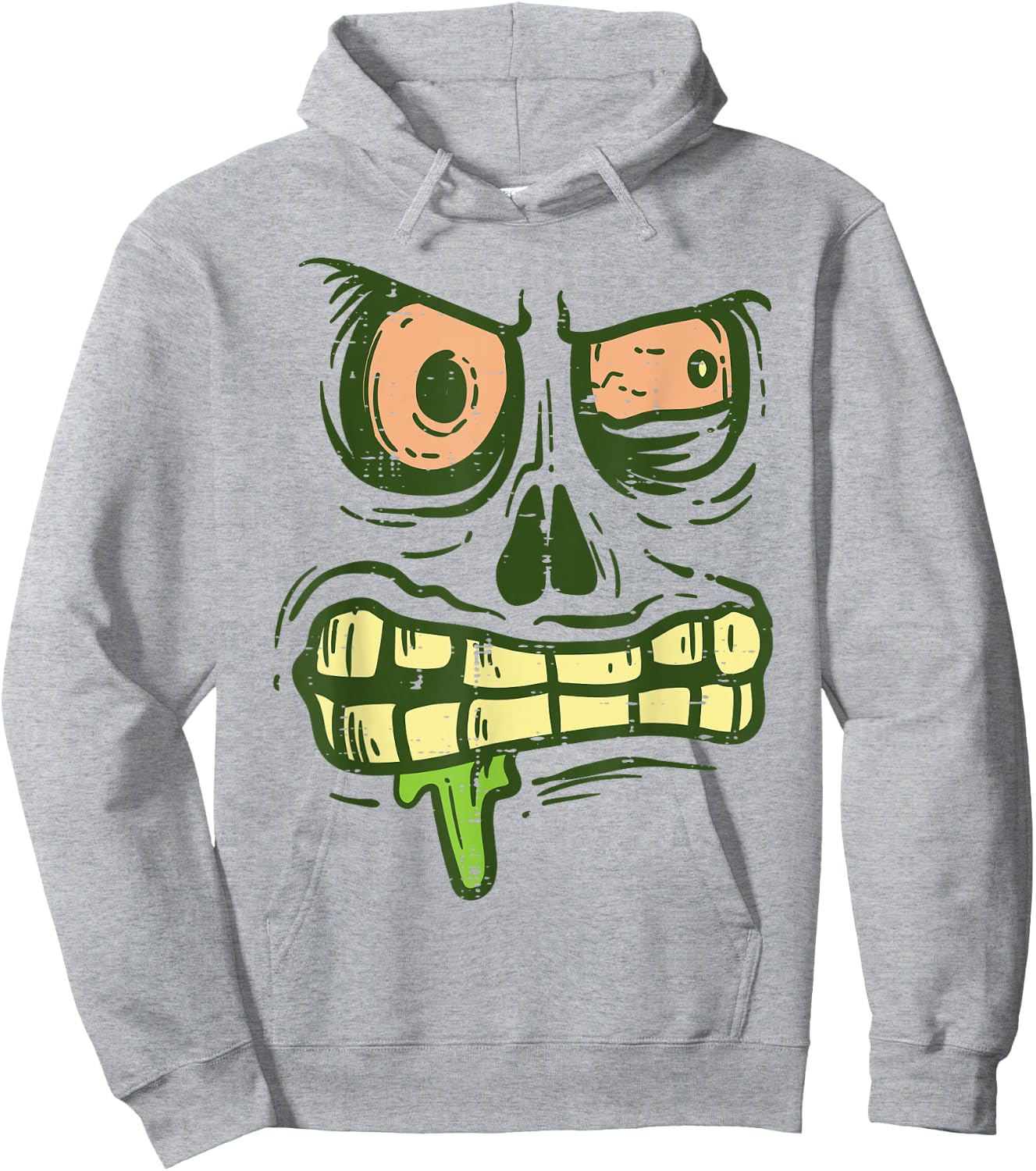 Green Zombie Monster Face Scary Spooky Halloween Boys Kids Hoodie - Hoodie | Ash
