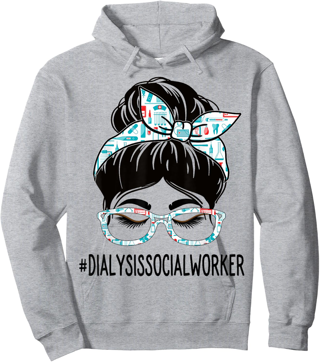 Dialysis Social Worker Week Appreciation Day Women Messy Bun Hoodie - Hoodie | Ash