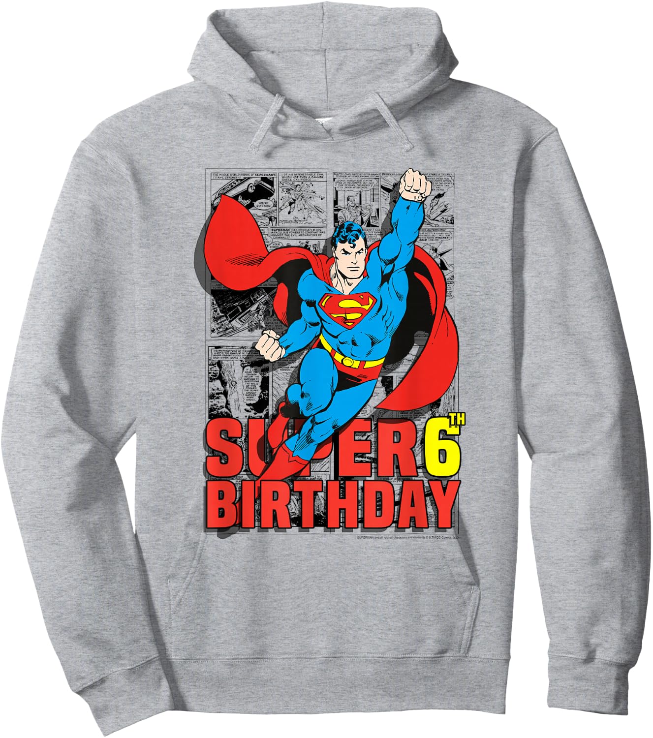 DC Comics Superman Super 6th Birthday Comic Hoodie - Hoodie | Ash