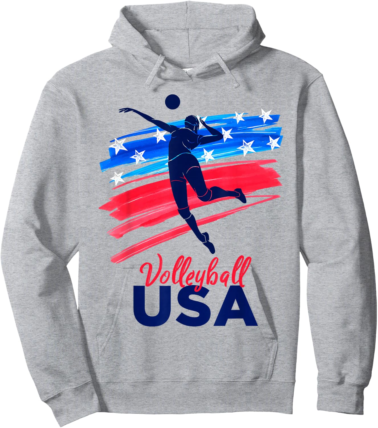 Volleyball USA Support The Team Shirt USA Flag Hoodie - Hoodie | Ash