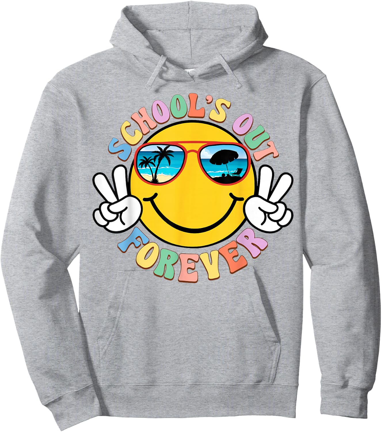Retro Groovy School's Out Forever Retired Teacher Retirement Hoodie - Hoodie | Ash