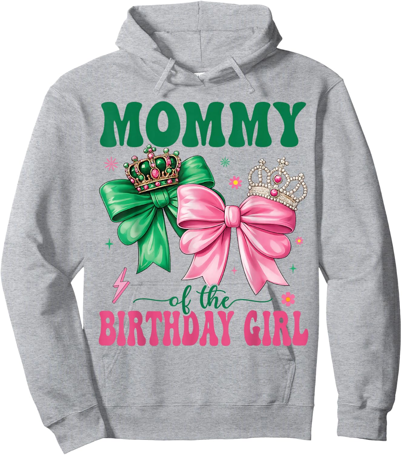 Mommy of The Birthday Girl Family Pink Coquette Bow Hoodie - Hoodie | Ash