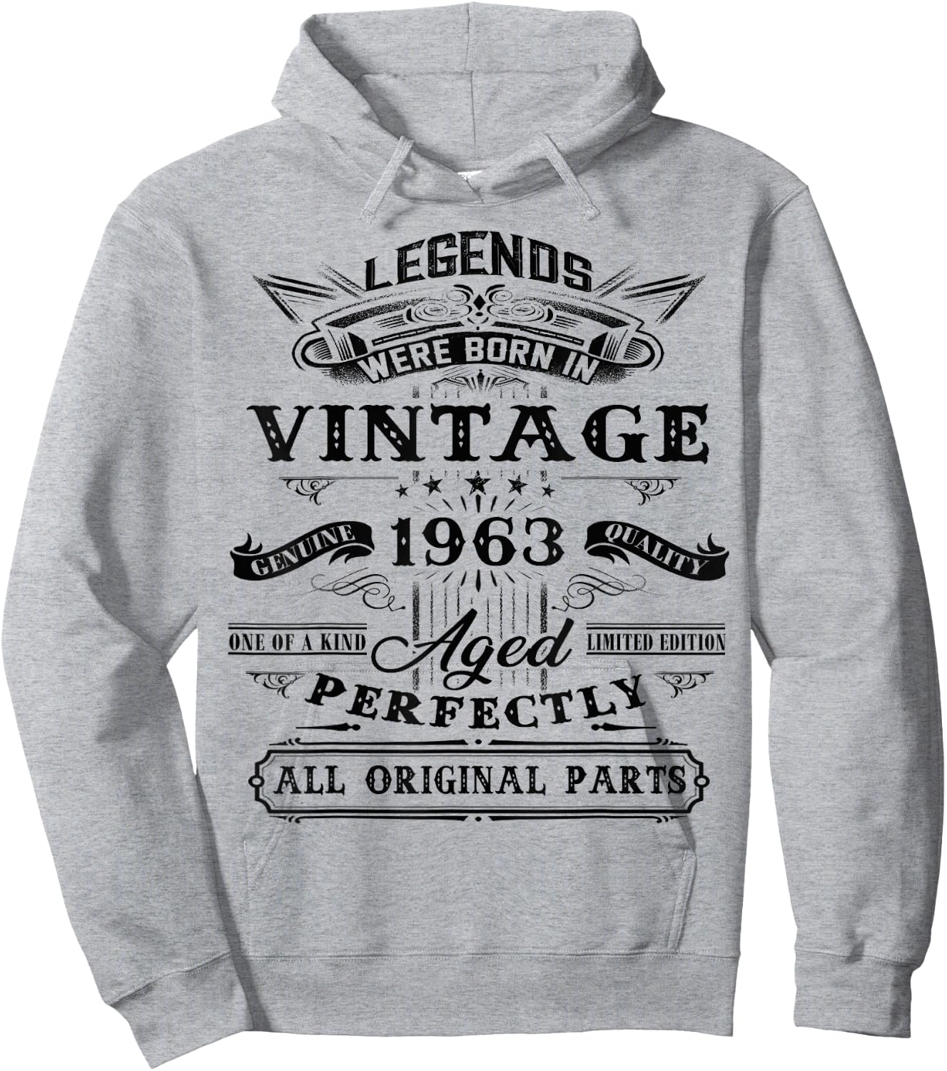62nd Birthday Gift Legends Born 1963 62 Yrs Old Vintage Hoodie - Hoodie | Ash