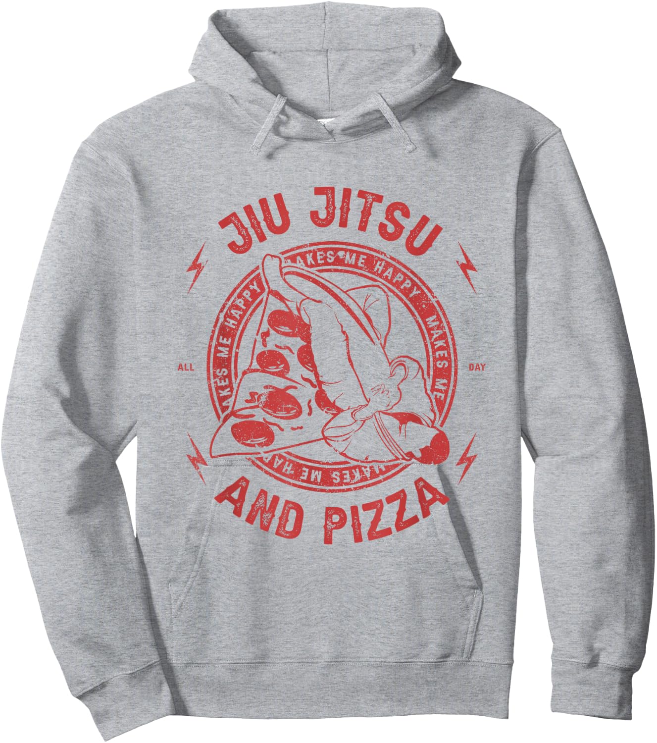 Jiu Jitsu And Pizza Funny Jujitsu BJJ and Mixed Martial Arts Hoodie - Hoodie | Ash