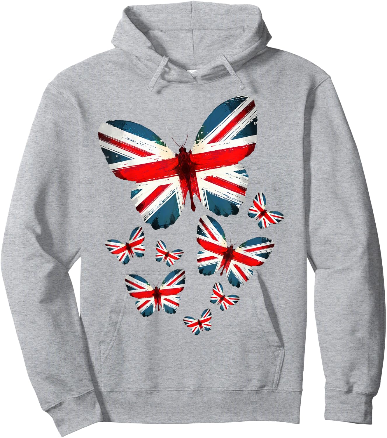 Union Jack Flag Butterfly For Kids & UK British Expats Hoodie - Hoodie | Ash