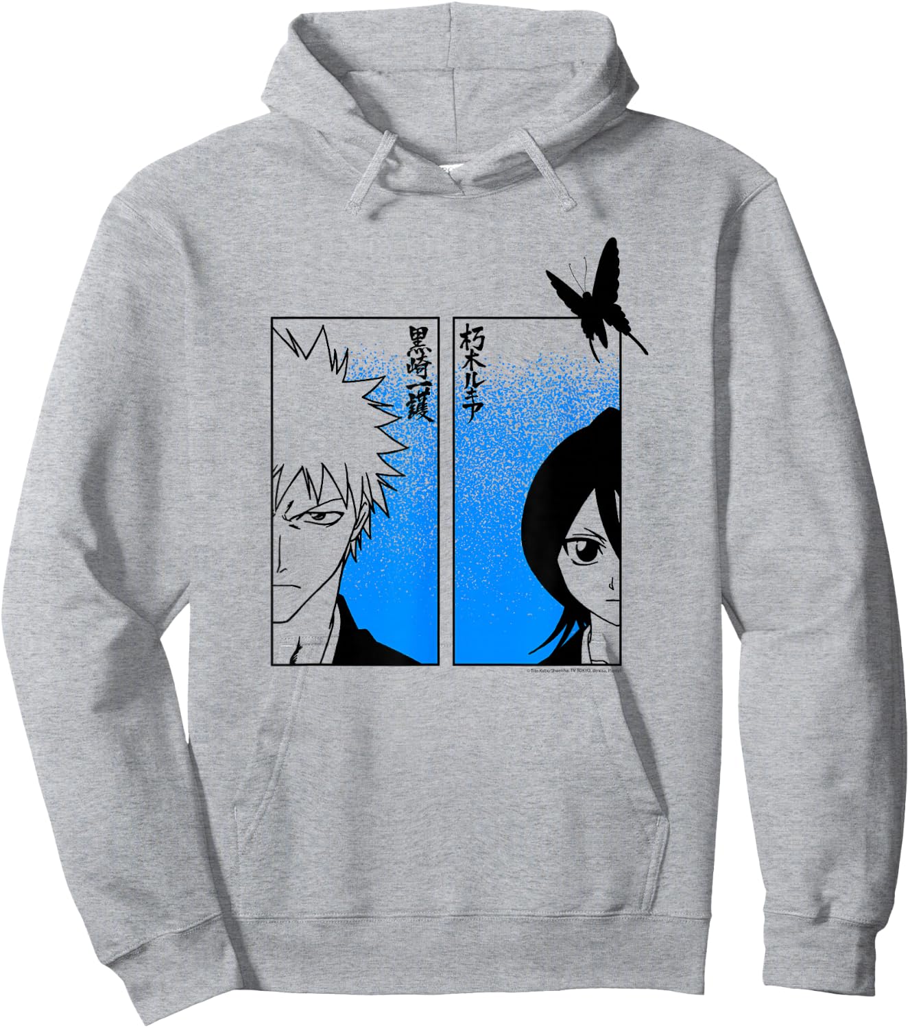 Bleach Ichigo & Rukia Half Faces with Jigokucho Anime Hoodie - Hoodie | Ash