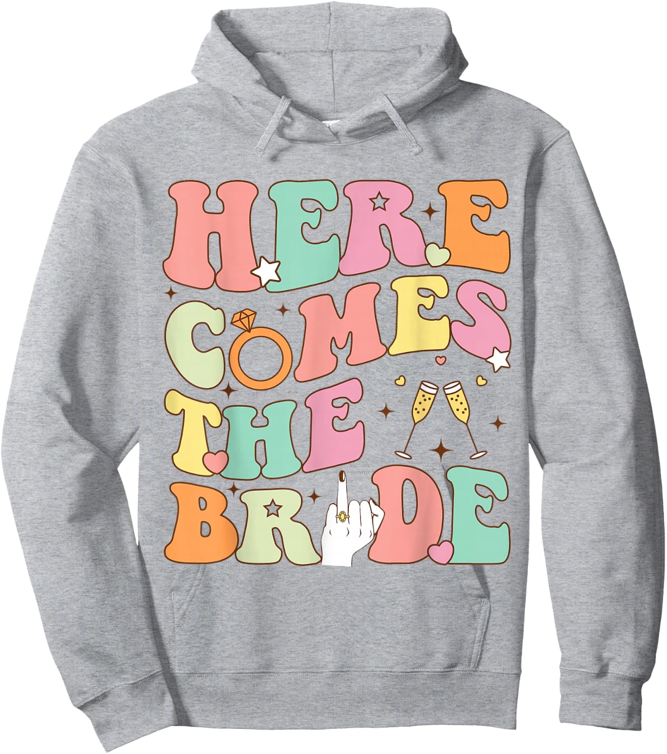 Here Come The Bride Retro Groovy Bachelorette Party Bridal Hoodie - Hoodie | Ash