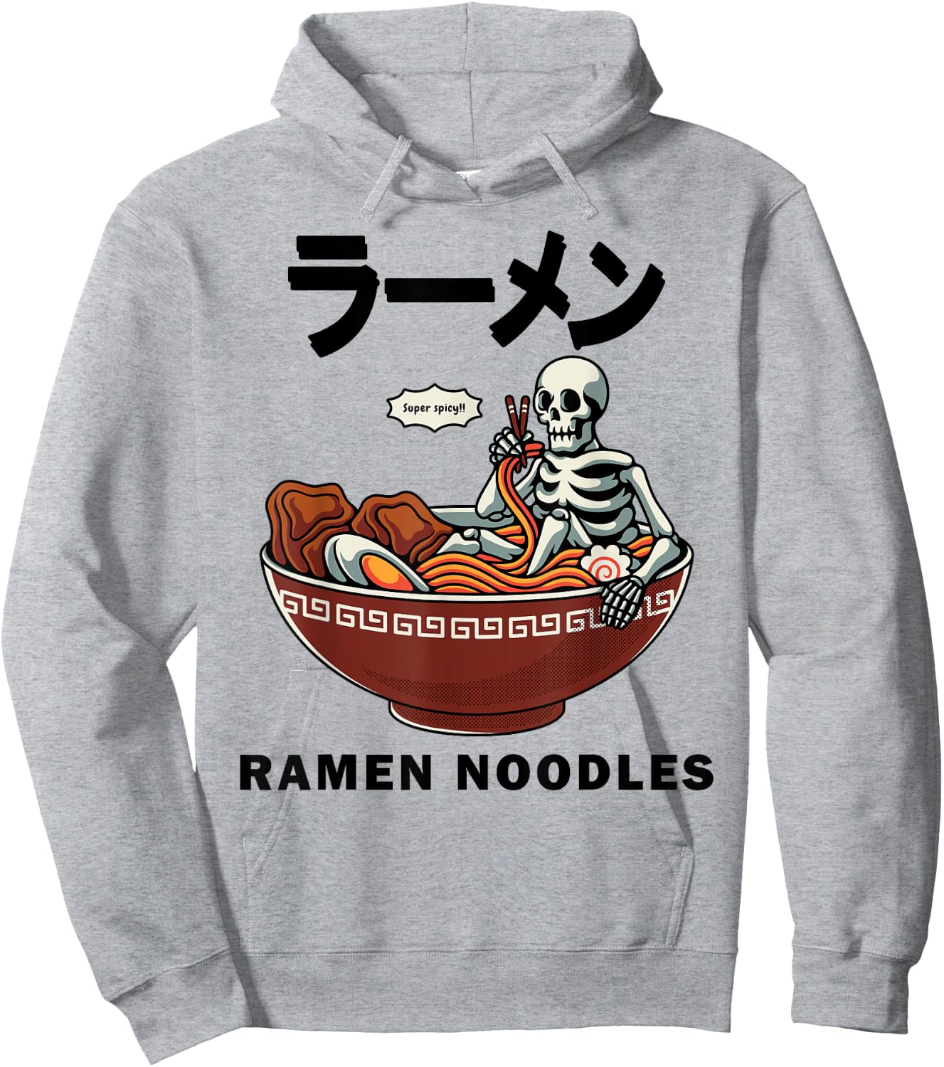 Skeleton Relaxing In A Bowl Of Ramen Funny Japanese Noodles Hoodie - Hoodie | Ash