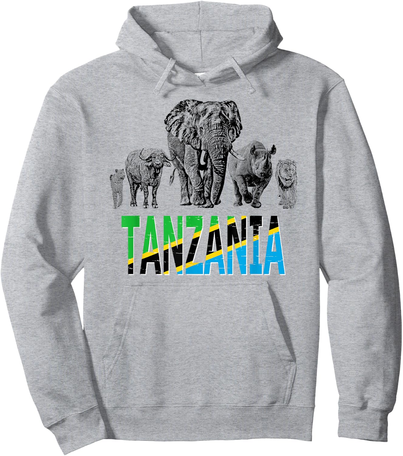 Africa's Big Five Tanzania Wildlife for Tanzania Fans Hoodie - Hoodie | Ash