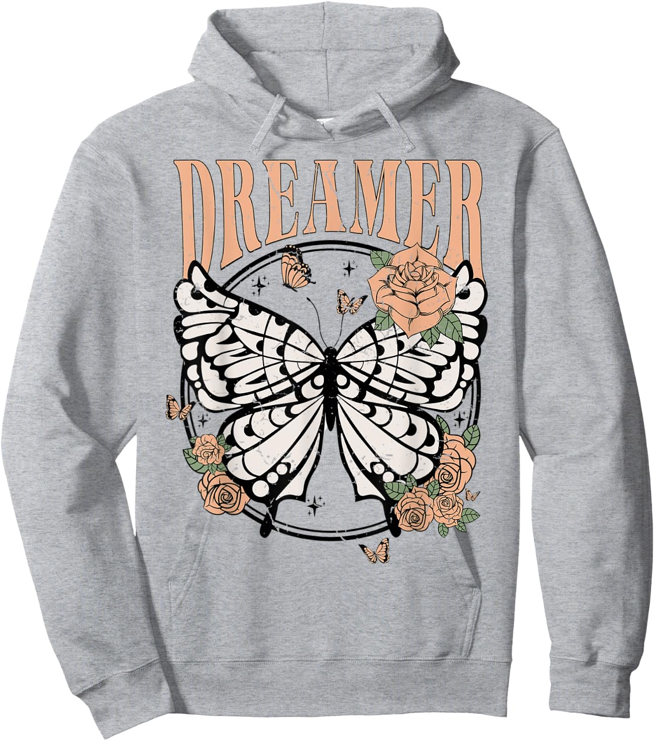 Vintage Retro Dreamer Butterfly 80's 90's Style Lover Gift Hoodie - Hoodie | Ash