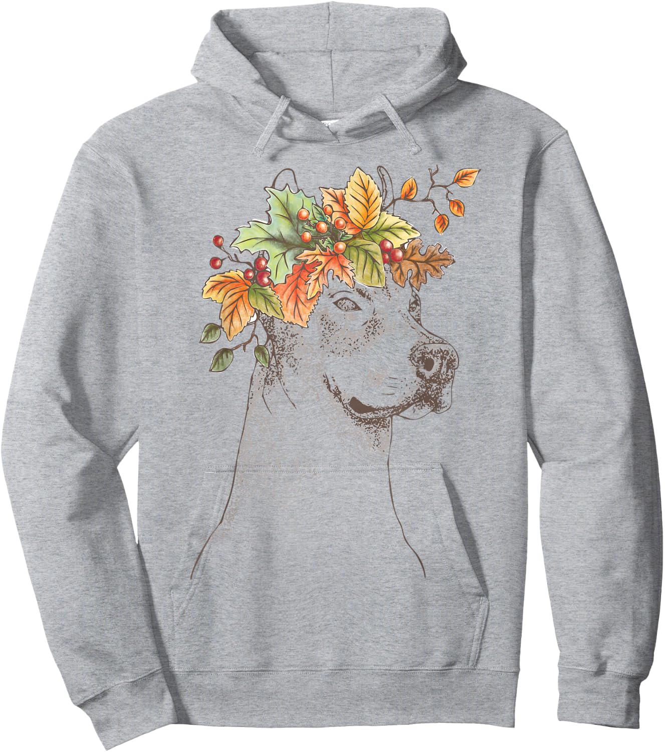 Outline with leaves and branches | American Pitbull Terrier Hoodie - Hoodie | Ash