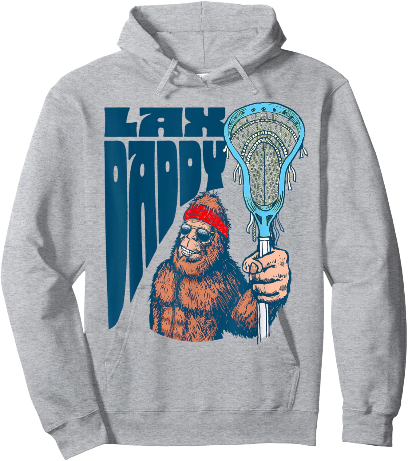 Lax Daddy! Funny Sasquatch Lacrosse Fan Dad Bigfoot Beard Hoodie - Hoodie | Ash